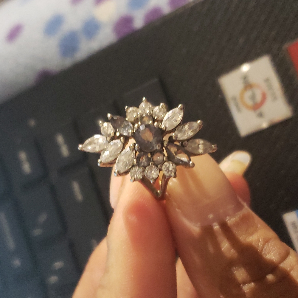 Grey and clear sterling silver stamped